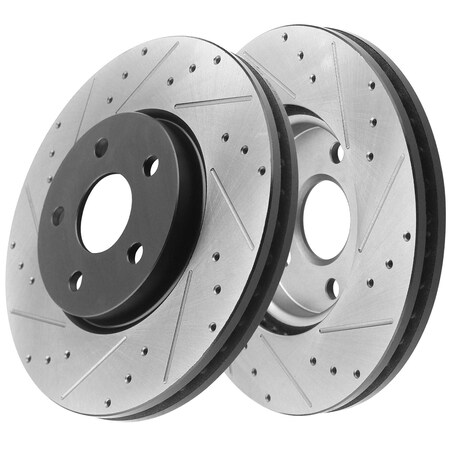 Motorbymotor MotorbyMotor Front Brake Rotors 320mm Drilled & Slotted 12040092(2Pack) BRF12040092BK